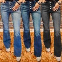 Retro Style High Waist Slim Fit Jeans