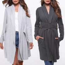 Fashion Solid Color Long Sleeve Cardigan
