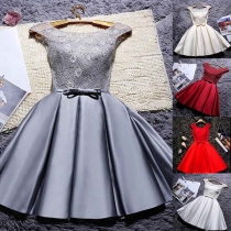 Sexy Backless High Waist Lace Spliced Party Dress