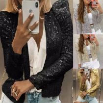 Mode långärmad Slim Fit paljettkavaj