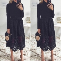 Sexy Lace Spliced Long Sleeve High Waist