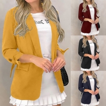 OL Style 3/4 Sleeve Solid Color Slim Fit Blazer