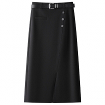 OL Stil Enkel Färg Hög Midja Slim Fit Pennkjol