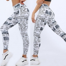 Högmidjade stretchleggings med mönster