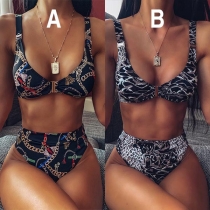 Sexy High Waist Printed Bikini Set