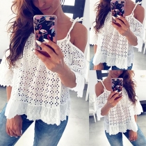 Sexy Off-shoulder Short Sleeve Hollow Out Sling Top