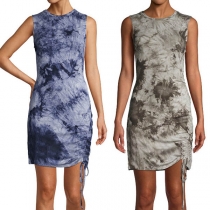 Fashion Sleeveless Round Neck Slim it Printed Dress
