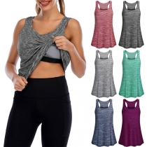 Simple Style Solid Color Round Neck Tank Top