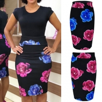 Fashion High Waist Skim Fit Printed Skirt