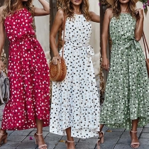 Sexy Backless Dots Printed Sling Dress