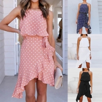 Sexy Off-shoulder Irregular Ruffle Hem Sling Dress