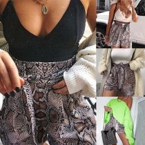 Fashion High Waist Serpentine Printed Shorts