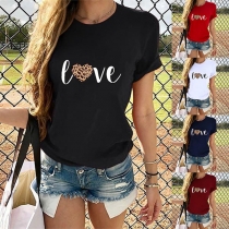 Casual Style Letters Printed Short Sleeve Round Neck T-shirt