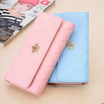 Fashion Solid Color Three-fold Long-style Wallet