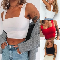 Sexig rygglös enfärgad linne crop top