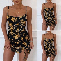 Sexy Backless Slim Fit Printed Sling Dress