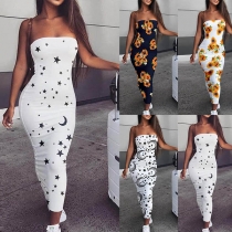 Sexy Strapless Slim Fit Printed Party Dress