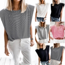 Fashion Sleeveless Round Neck Loose T-shirt