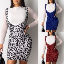 Fashion Long Sleeve T-shirt + Letters Printed Dress Two-piece Set