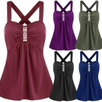 Sexy Backless Solid Color Sling Top
