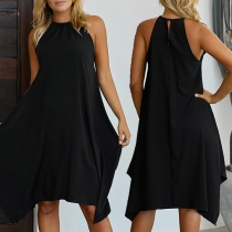 Sexy Off-shoulder Irregular Hem Solid Color Loose Dress