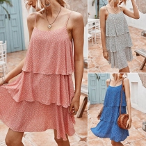 Sexy Backless Dots Printed Loose Sling Dress