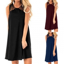 Fashion Solid Color Sling Dress