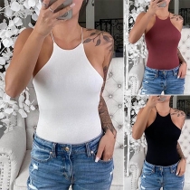 Sexy Off-shoulder Solid Color Slim Fit Sling Top