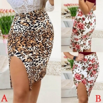 Sexy High Waist Slim Hem Slim Fit Printed Skirt