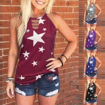 Fashion Star Printed Sleeveless Round Neck Tank Top