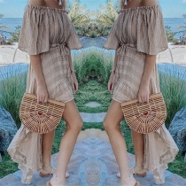 Sexy Off-shoulder Boat Neck High-low Hem Dress