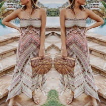 Sexy Off-shoulder Printed Halter Dress
