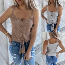 Sexy Backless Lace-up Hem Sling Top
