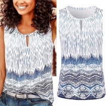 Fashion Sleeveless Round Neck Printed Top