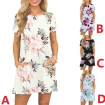 Fashion Short Sleeve Round Neck Printed T-shirt