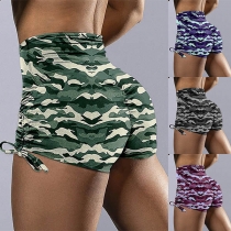 Fashion High Waist Camouflage Printed Sports Shorts