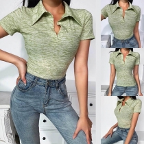 Fashion Short Sleeve POLO Collar Sports T-shirt