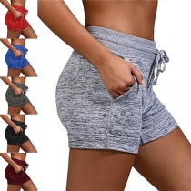 Fashion Drawstring High Waist Sports Shorts