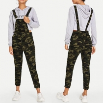 Fashion High Waist Camouflage Printed Overalls