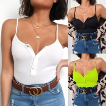Sexy Backless V-neck Solid Color Slim Fit Sling Top