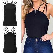 Sexy Off-shoulder Solid Color Sling Top