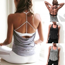 Sexy Backless Solid Color Sports Halter Tank Top