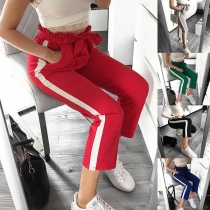 Fashion High Waist Contrast Color Casual Pants