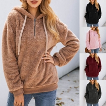 Fashion Long Sleeve Hooded Plush Sweatshirt