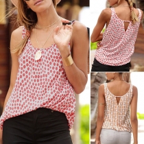 Fashion Sleeveless V-neck Printed Top