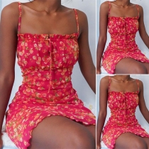 Sexy Backless Slim Fit Printed Sling Dress