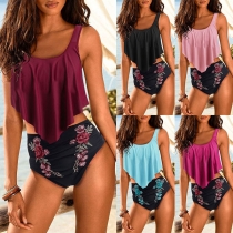 Sexy High Waist Printed Ruffle Bikini Set