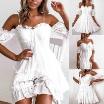 Sexy Backless Off-shoulder Short Sleeve High Waist Sling Dress