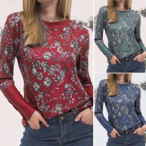 Fashion Long Sleeve Round Neck Printed Sweatshirt