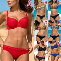 Sexy Low-waist Push-up Printed Bikini Set